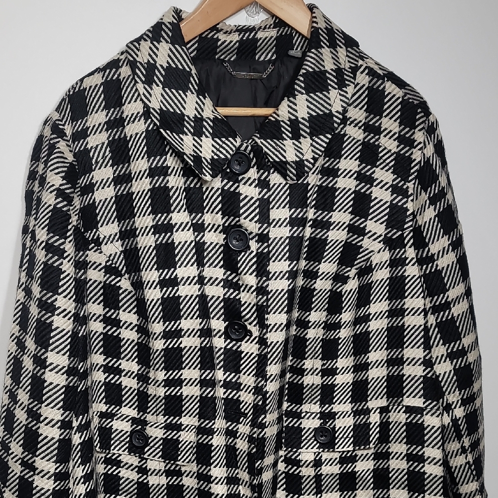 Apt 9 Monochrome Wool Blend Plaid Pea Coat
